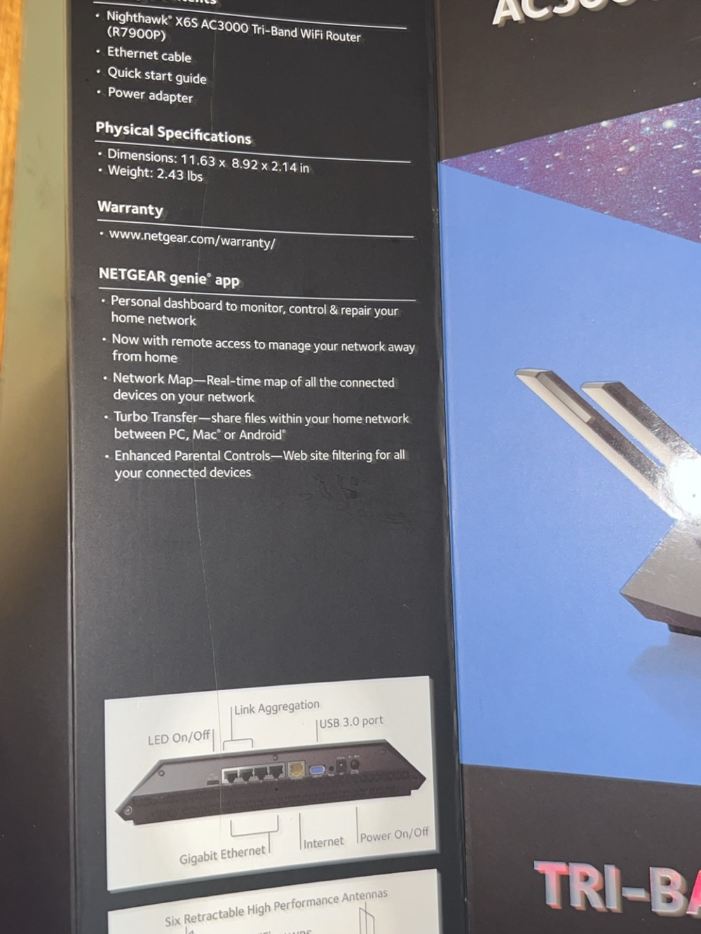 NETGEAR Nighthawk X6S AC3000 Tri-Band WiFi Router R7900P Tested w/ Box & Acc - Picture 3 of 7